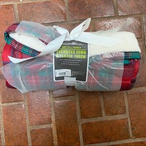 Eddie Bauer Holiday Plaid Down & Fleece Blanket